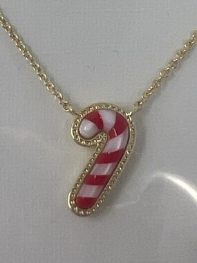 Kendra Scott Candy Cane Pendant Necklace Gold Ivory MOP Holiday Necklace NWT